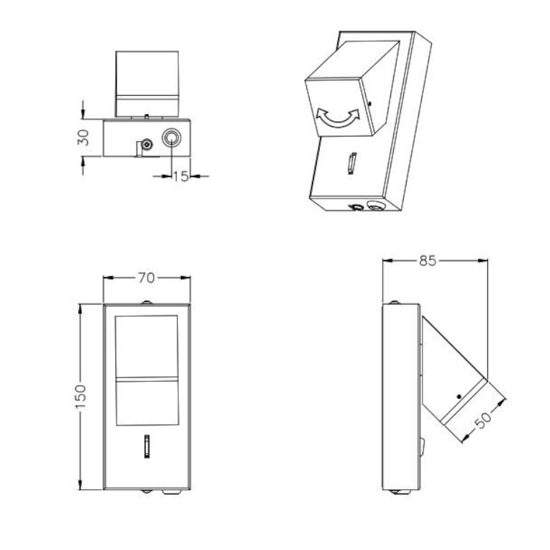 Applique comodino camera da letto nero led 3000k orientabile