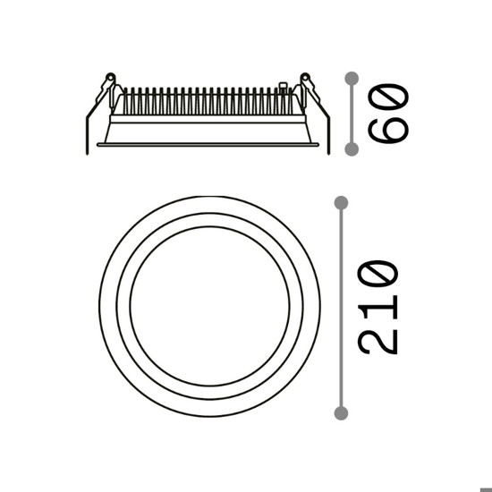 Ideal lux deep fi faretto da incasso led rotondo per controsoffitto 30w 3000k 220v