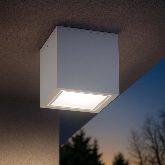 Techo pl1 big faretto da esterno ip54 cubo bianco per soffitto