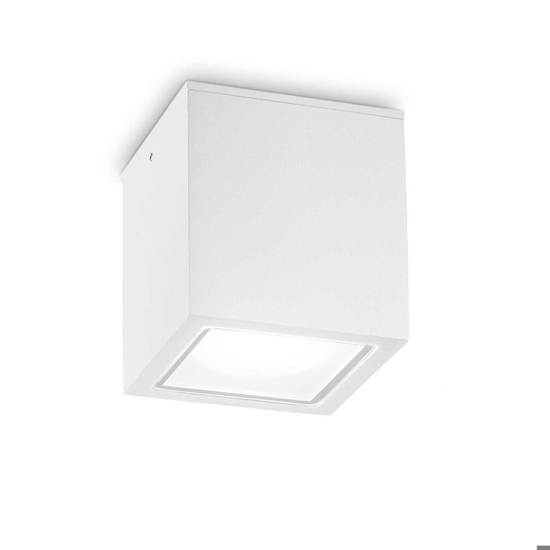 Techo pl1 big faretto da esterno ip54 cubo bianco per soffitto