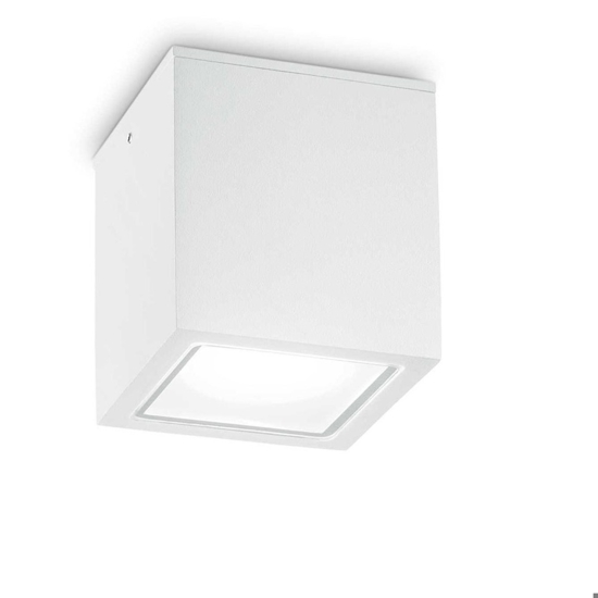 Ideal lux techo pl1 small faretto a soffitto per esterno cubo bianco