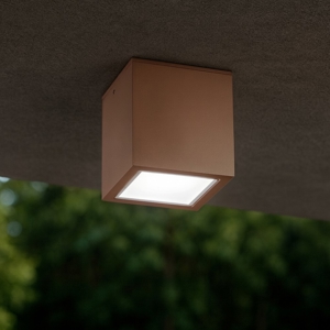 Ideal lux techo pl1 small faretto cubo da soffitto per esterno corten