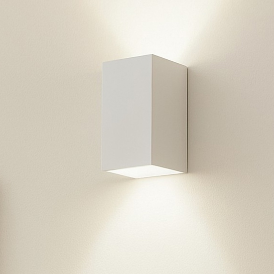 Applique parallelepipedo 2 luci di gesso ceramica bianco verniciabile