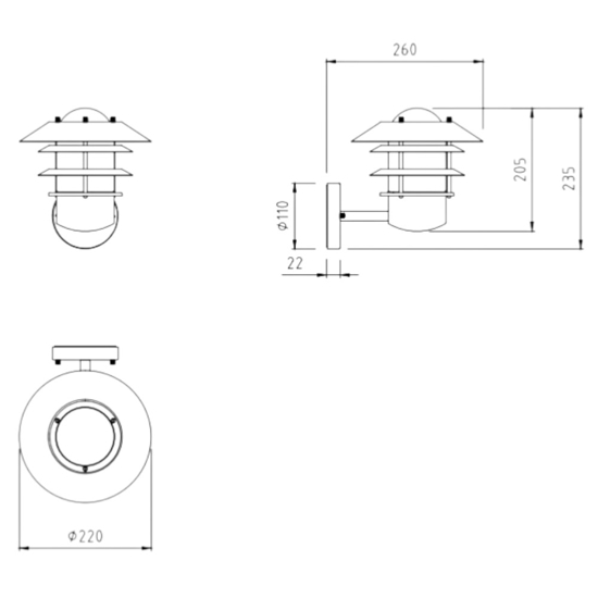Applique per esterno acciaio zincato ip44 anti corrosione salsedine