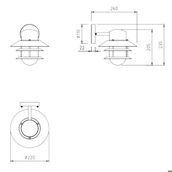 Applique acciaio zincato per esterno anti salsedine ip44