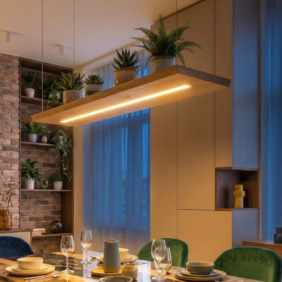 Lampadario tavola di legno led 2700k a 5000k con telecomando dimmerabile