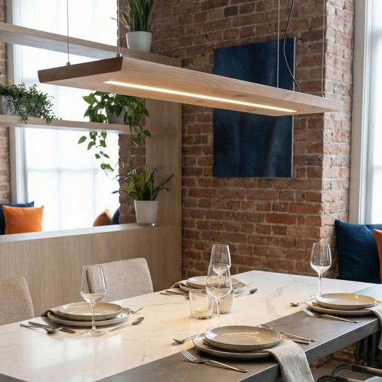 Lampadario tavola di legno led 2700k a 5000k con telecomando dimmerabile