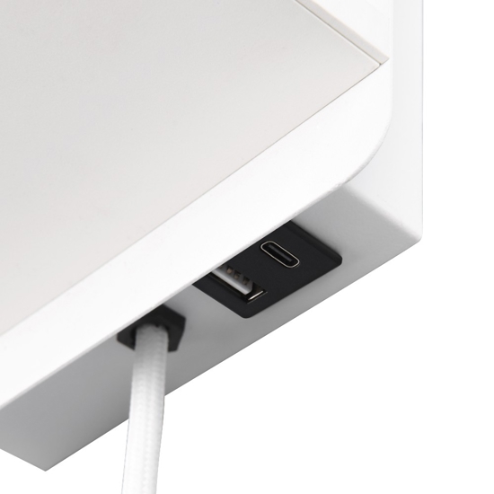 Lampada a parete per comodini bianco con base di ricarica presa usb