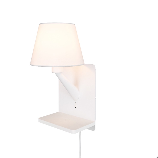 Lampada a parete per comodini bianco con base di ricarica presa usb