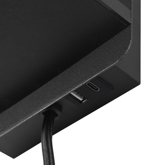 Applique multifunzione nero per camera da letto da comodino con base ricarica