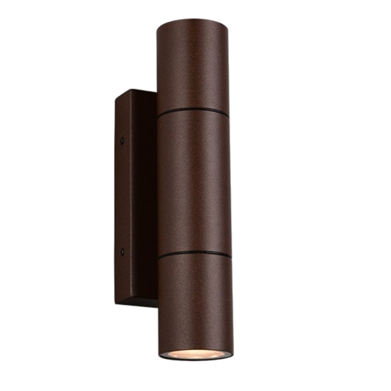 Applique luce da esterno biemissione marrone cilindro anti corrosione ip65