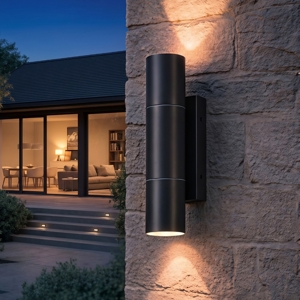Applique cilindro 2 luci da esterno antracite anti corrosione ip65