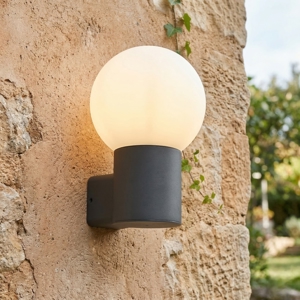 Applique da esterno alluminio antracite sfera vetro moderna