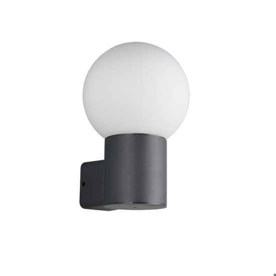 Applique da esterno alluminio antracite sfera vetro moderna