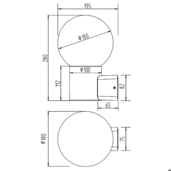 Applique da esterno alluminio antracite sfera vetro moderna
