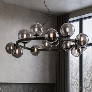 Perlage sp14 ideal lux lampadario nero per soggiorno moderno