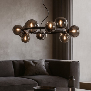 Perlage sp11 ideal lux lampadario nero per soggiorno moderno