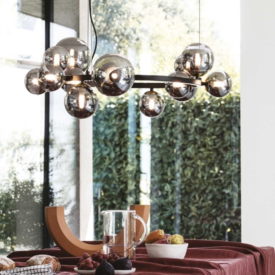 Perlage sp11 ideal lux lampadario nero per soggiorno moderno