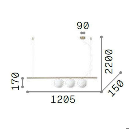 Ideal lux perline sp3 lampadario design per soggiorno oro ottone