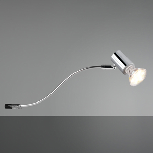 Applique da bagno design curvo cromo luce orientabile