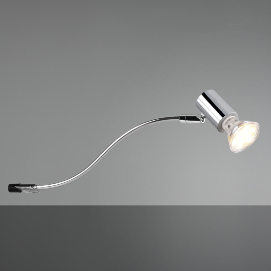 Applique da bagno design curvo cromo luce orientabile