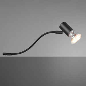 Applique da bagno design curvo nera luce orientabile