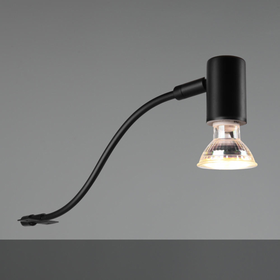 Applique da bagno design curvo nera luce orientabile