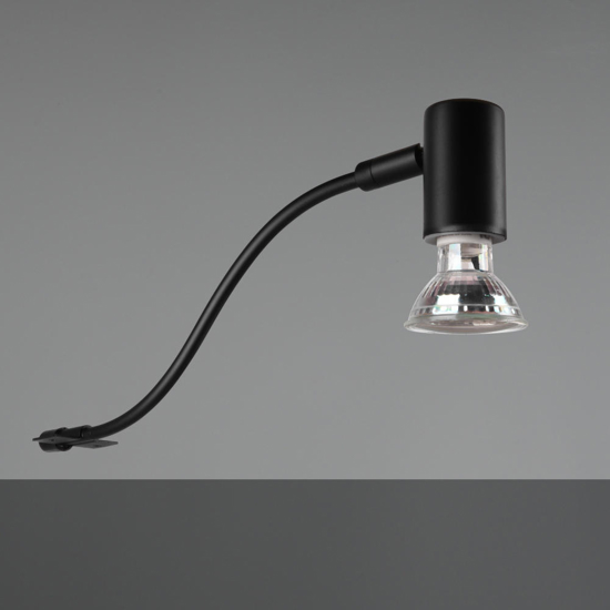 Applique da bagno design curvo nera luce orientabile
