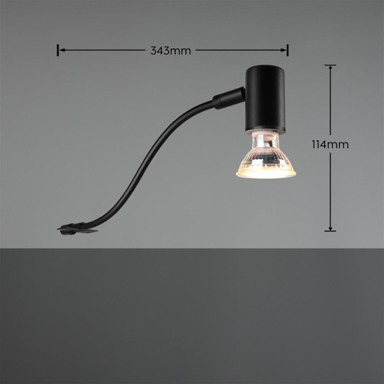 Applique da bagno design curvo nera luce orientabile