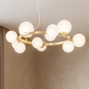 Ideal lux perlage sp11 lampadario per salotto oro ottone bianco