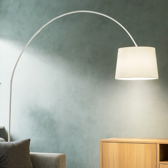 Dorsale mpt1 lampada ad arco moderna bianca stelo squadrato