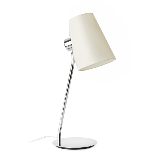 Lampada da tavolino moderna cromo paralume in tessuto