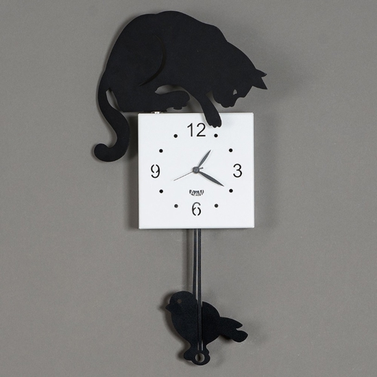 Orologio a pendolo moderno da muro gatto nero