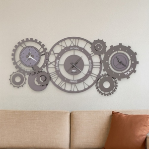 Orologio da parete fango e alluminio design fusi orario moderno