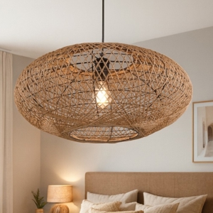 Lampadario per camera da letto in fibre naturali
