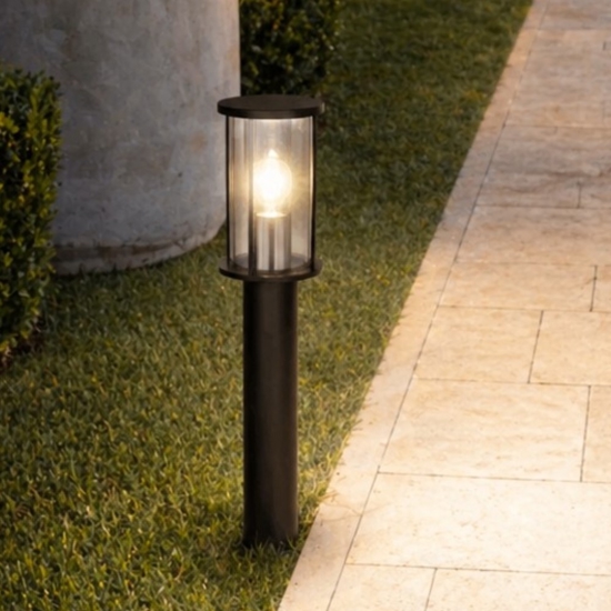 Lampione da giardino nero vetro 
