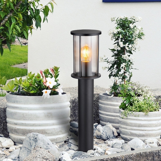 Lampione da giardino nero vetro 