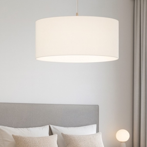 Lampadario per stanza da letto cilindro tessuto bianco eglo pasteri