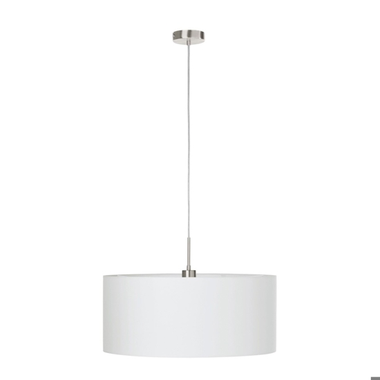 Lampadario per stanza da letto cilindro tessuto bianco eglo pasteri