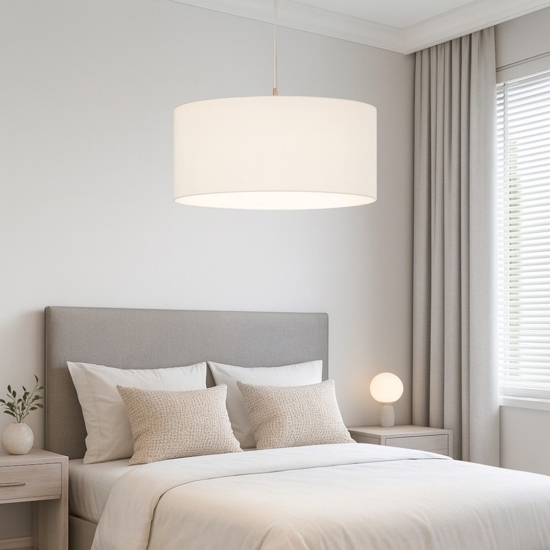 Lampadario per stanza da letto cilindro tessuto bianco eglo pasteri