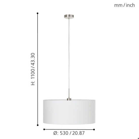 Lampadario per stanza da letto cilindro tessuto bianco eglo pasteri