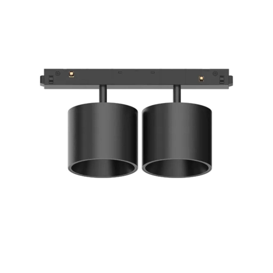 Ideal lux ego double big faretti led 20w 3000k nero per binario monofase