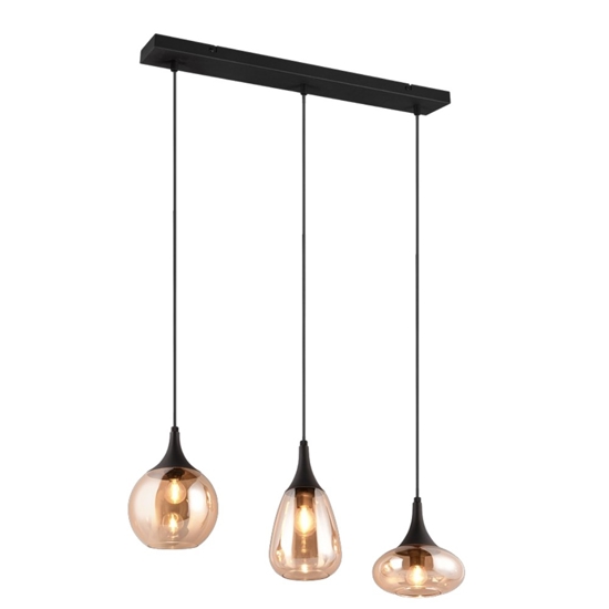 Lampadario da cucina 3 luci vetro ambrato
