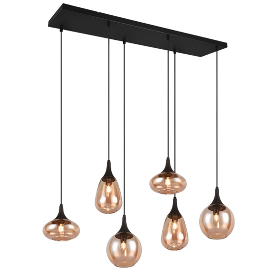 Lampadario per cucina portalampade vetro ambrato