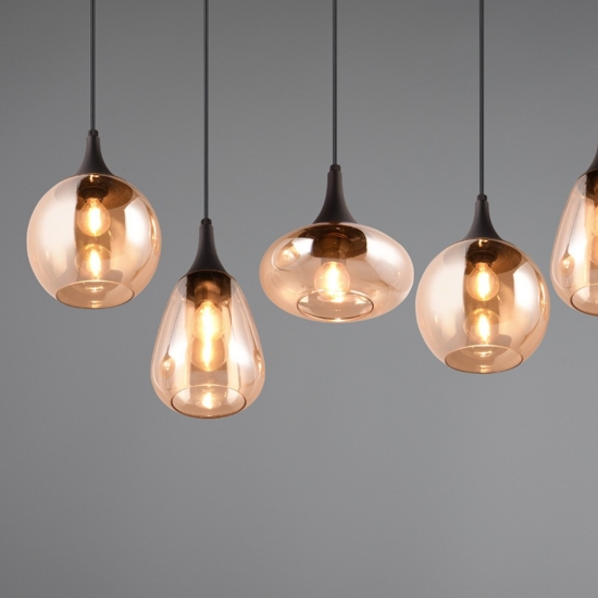 Lampadario per cucina portalampade vetro ambrato