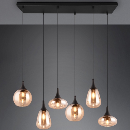 Lampadario per cucina portalampade vetro ambrato