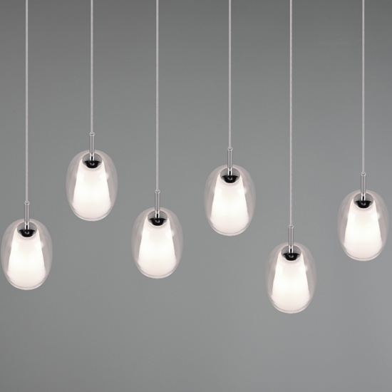 Lampadario da cucina 6 luci con paralumi in vetro