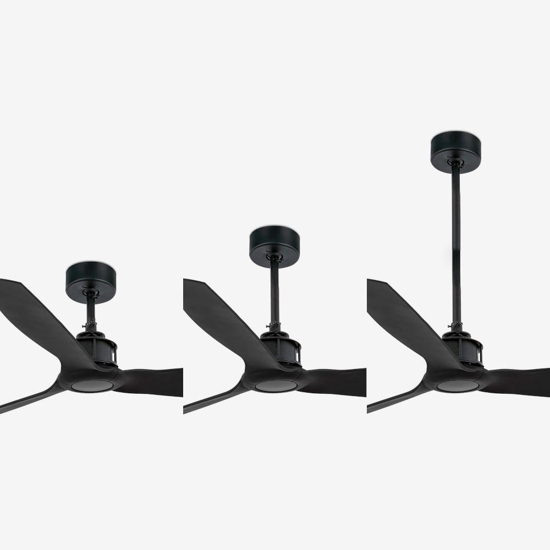 Ventilatore nero a soffitto a pale silenzioso 17mq