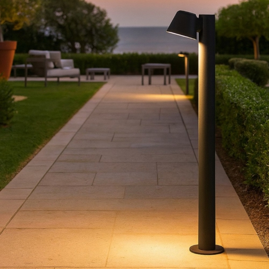 Ideal lux gas pt1 lampione da giardino nero moderno