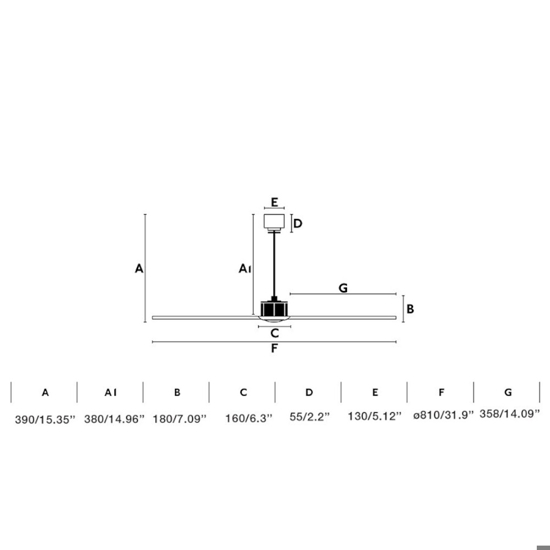 Ventilatore da soffitto nero 13mq pale effetto legno
